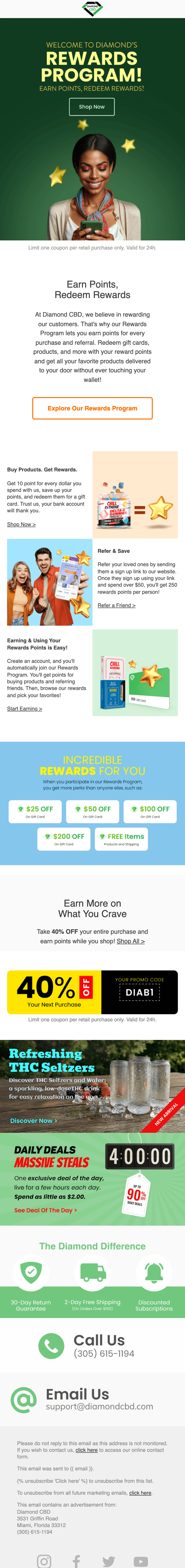 Diamond CBD: Campaña · rewards