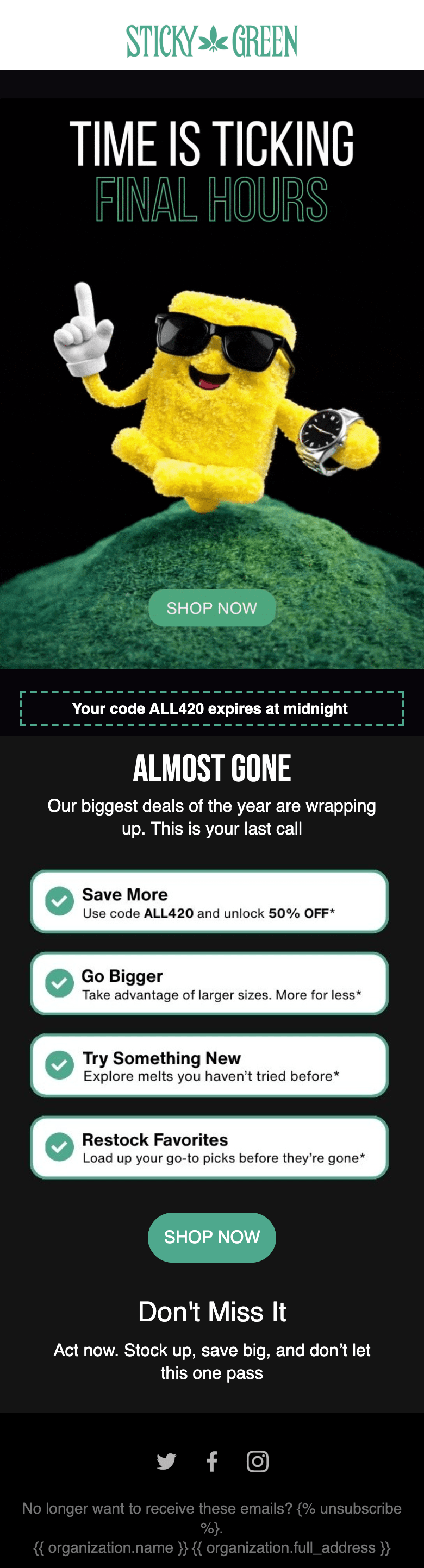 Sticky Green: Campaña · sale